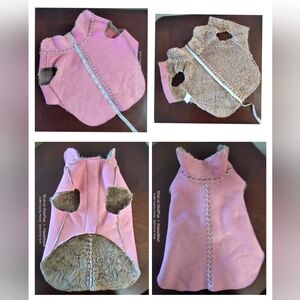 LG. Soft Pink (leather?)/Fuzzy Tan Dog Vest Gently Used